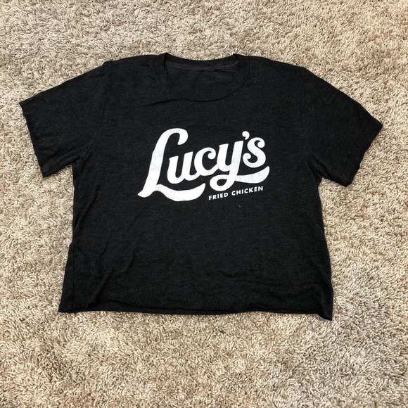other Tops - Lucy’s Fried Chicken Cropped Charcoal Tee | Size Small